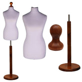 Display Guru Female Uk Size 8/10 Dressmakers Tailors Dummy Mannequin , Silver Torso Bust with Dark Wood Round Base